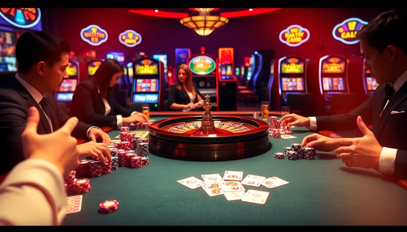 Engage with exciting gameplay at nk88’s vibrant casino scene featuring poker chips and roulette.
