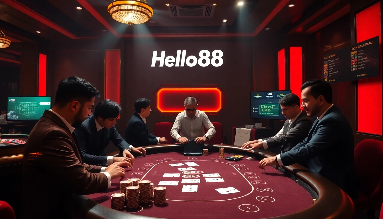 Experience thrilling gameplay at Hello88 casino with vibrant poker chips and engaging blackjack table.
