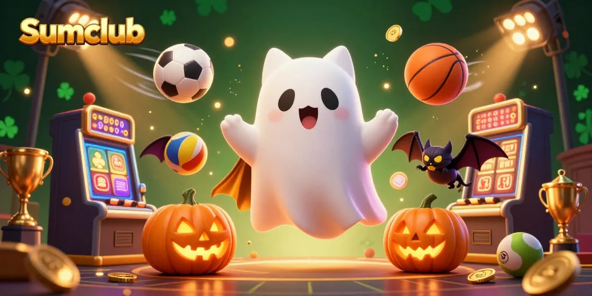 Experience thrilling gambling at Sumclub with a vibrant ghost cat and dynamic casino elements.