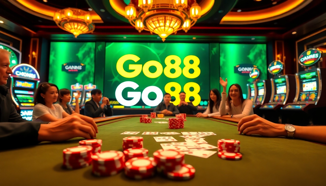 Gamblers enjoying a thrilling gaming experience at Go88 casino with vibrant tables and cozy atmosphere.