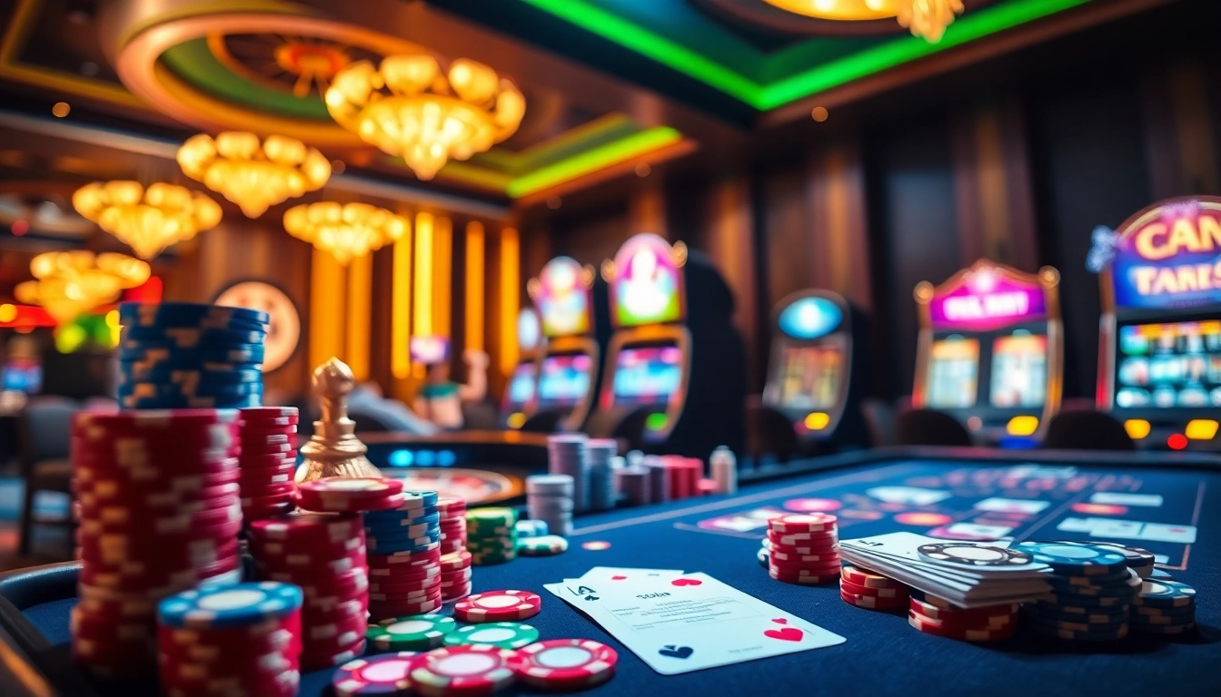Experience the thrill of gaming on the trang chủ go8 with poker chips and a roulette wheel.