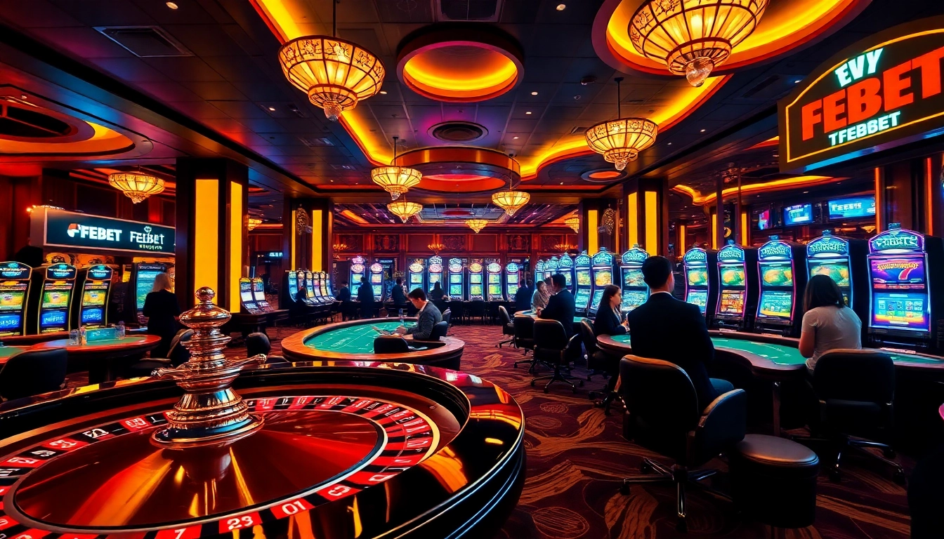 Experience the excitement of FEBET with engaged players at a vibrant casino table.