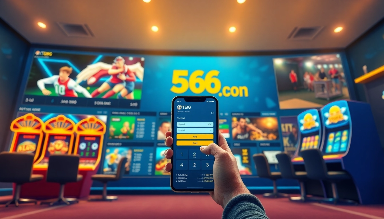 Engaging online gambling platform showcasing 566.con's vibrant gaming sections like sports betting and casinos.