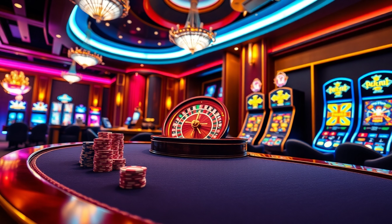 Experience the thrilling action of gambling at https://xx88.se.net/ with a luxurious casino setting featuring poker tables and slot machines.
