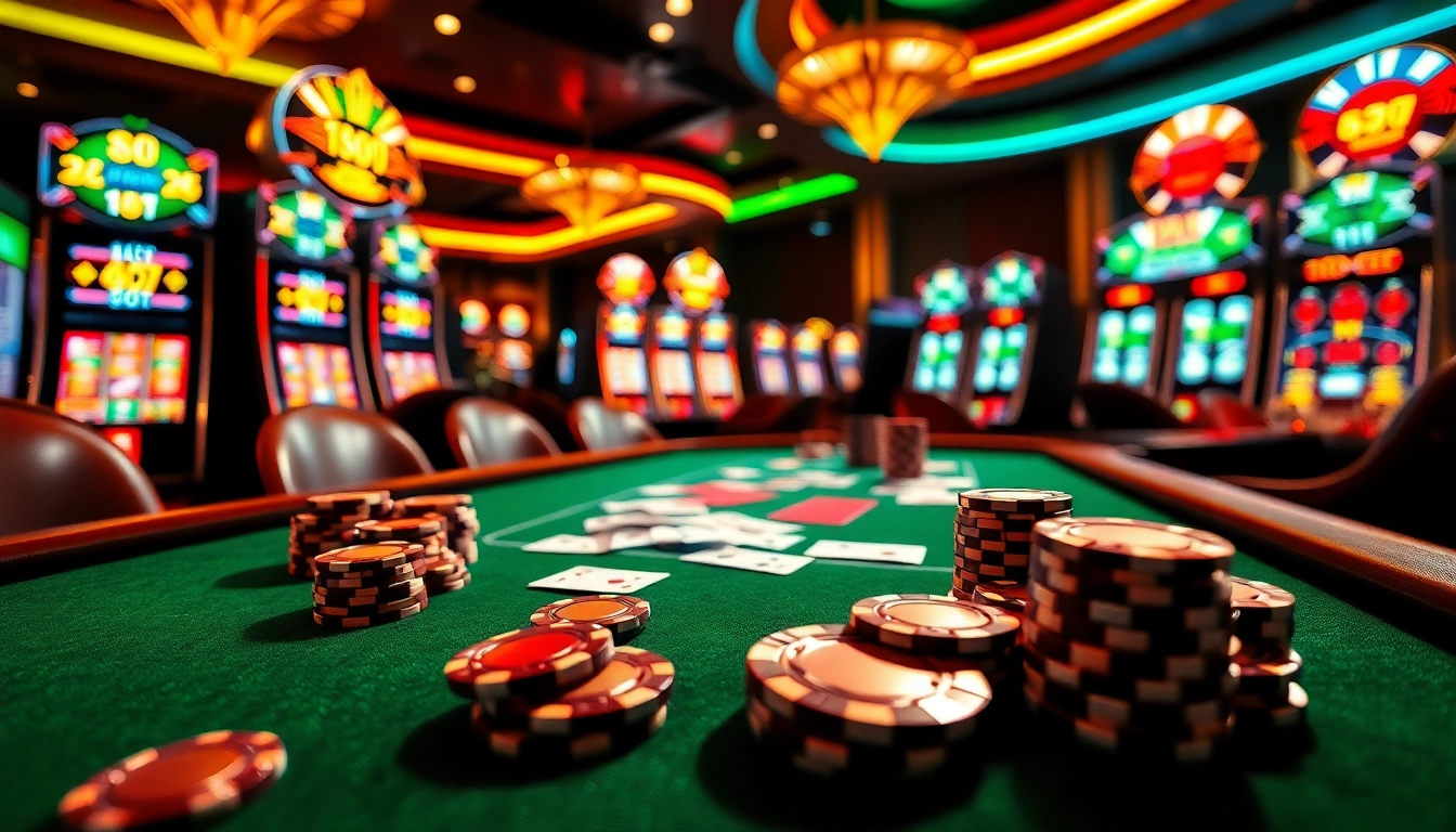 Experience thrilling action with uu88 at a luxury casino poker table full of vibrant chips and cards.