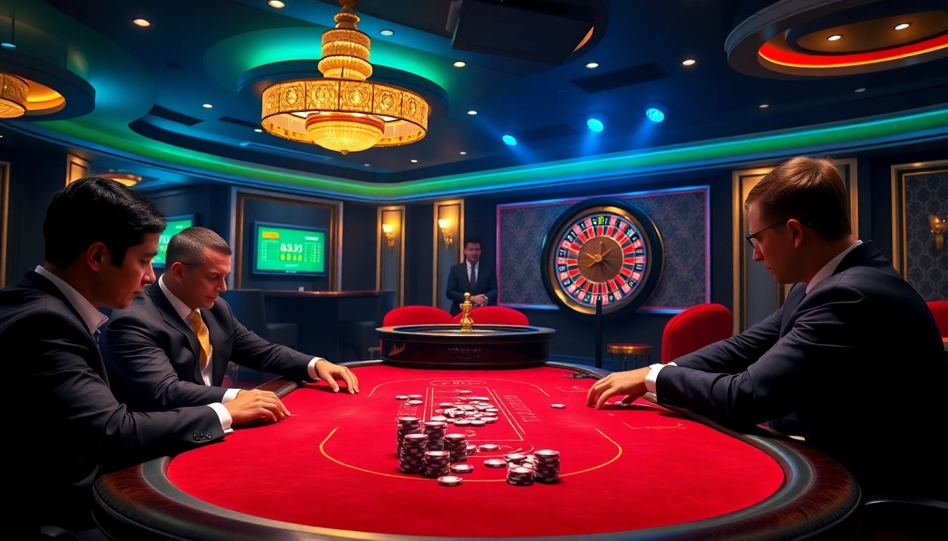 Experience thrilling poker action at c54.gb.net in a luxurious casino setting.