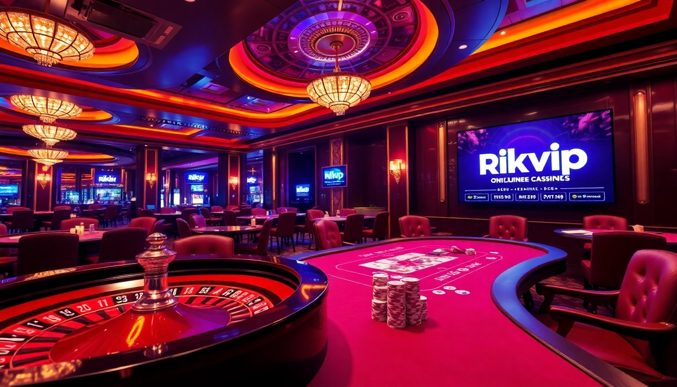 Experience the thrill of Rikvip with players engaged at a stylish casino table under warm lights.