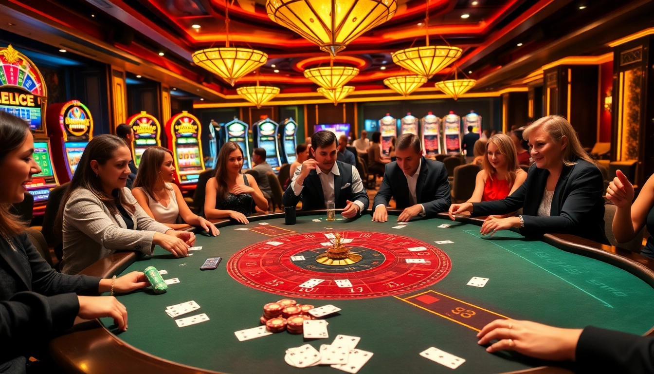 Experience the thrill at 789club with players enjoying blackjack and roulette at a luxurious table.