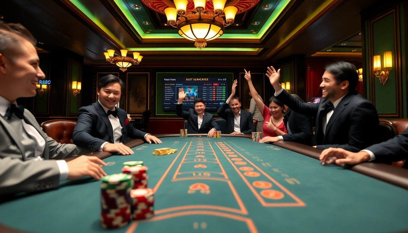 Players enjoying a thrilling game at the casino, inspired by TR88 betting strategies.