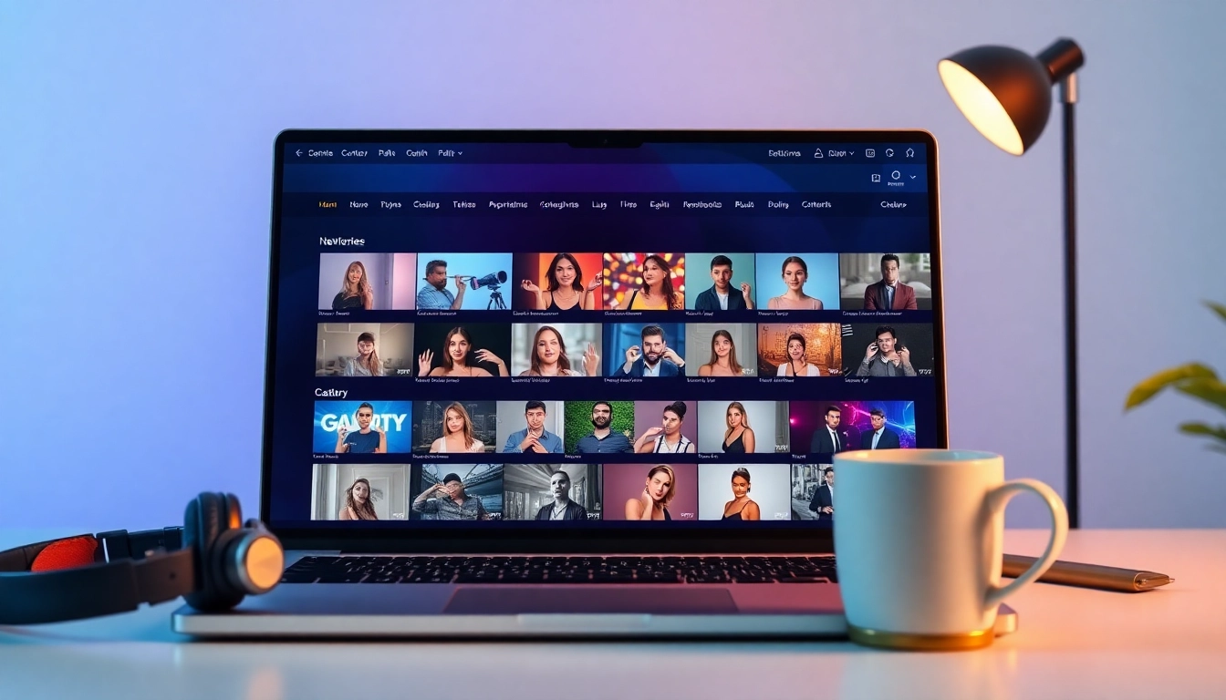 NangCucTV display on a stylish laptop showing diverse adult content thumbnails.