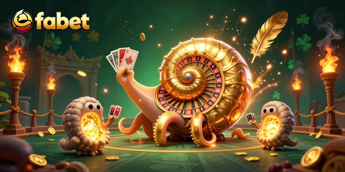 fabet presents a dynamic 3D casino scene featuring a giant nautilus as a roulette wheel and vibrant gaming elements.